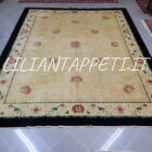 antico tappeto cinese fondo avorio periodo decò tono su tono 352x278 cm