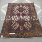 antico tappeto persiano gharajeh barjid da salotto fondo avorio disegno geometrico con due medaglioni raggianti geometrici 220x158 cm