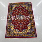tappeto persiano isfahan di vecchia manifattura fondo rosso 155x107 cm
