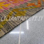 kilim afghano quadrato da salotto multicolore in lana 199x205 cm