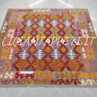 kilim afghano quadrato da salotto multicolore in lana 199x205 cm
