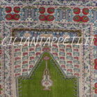 antico tppeto turco panderma a preghiera in lana fondo verde 180x128 cm