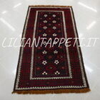 antico tappeto baluci rosso blu con la bella bordura ed impianto minakhani sul fondo blu 174x96 cm