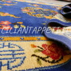 tappeto cinese pechino da salotto molto decorativo fondo blu in lana 250x150 cm