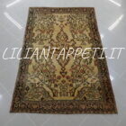 Antico tappeto Farahan persiano fondo avorio XIX secolo in lana su cotone 193x130 cm