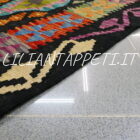 kilim afghano quadrato da salotto multicolore in lana 204x206 cm
