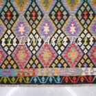 kilim afghano quadrato da salotto multicolore in lana 204x206 cm
