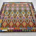 kilim afghano quadrato da salotto multicolore in lana 204x206 cm