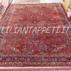 antico tappeto saruk americano persiano fondo rosso 411x330 cm