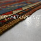 tappeto caucasico kazak antico tutto lana 217x127 cm fondo rosso