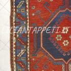 tappeto caucasico kazak antico tutto lana 217x127 cm fondo rosso