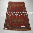 tappeto caucasico kazak antico tutto lana 217x127 cm fondo rosso
