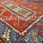 tappeto caucasico kazak antico tutto lana 217x127 cm fondo rosso