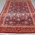 tappeto persiano hamadan nenej da salotto disegno senza il medaglione a tutto campo fondo blu rosso lana su cotone 351x250 cm