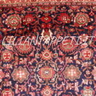 tappeto persiano hamadan nenej da salotto disegno senza il medaglione a tutto campo fondo blu rosso lana su cotone 351x250 cm