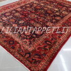 tappeto persiano hamadan nenej da salotto disegno senza il medaglione a tutto campo fondo blu rosso lana su cotone 351x250 cm