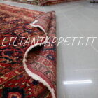 tappeto persiano hamadan nenej da salotto disegno senza il medaglione a tutto campo fondo blu rosso lana su cotone 351x250 cm