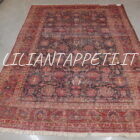 tappeto persiano hamadan nenej da salotto disegno senza il medaglione a tutto campo fondo blu rosso lana su cotone 351x250 cm