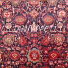 tappeto persiano hamadan nenej da salotto disegno senza il medaglione a tutto campo fondo blu rosso lana su cotone 351x250 cm