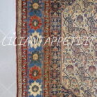 tappeto persiano senneh antico lana su cotone con scritte di buon augurio fondo avorio 200x140 cm