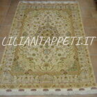 tappeto persiano tabriz 70 raj extrafine lana seta fondo avorio 205x150 cm