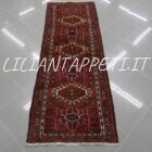 tappeto fondoletto persiano gharaje fondo rosso 195x68 cm