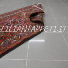 tappeto fondoletto persiano gharaje fondo rosso 195x68 cm