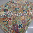 kilim afghano da salotto multicolore in lana 231x179 cm