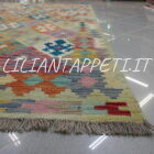 kilim afghano da salotto multicolore in lana 231x179 cm