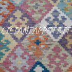 kilim afghano da salotto multicolore in lana 231x179 cm