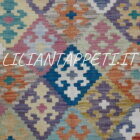 kilim afghano da salotto multicolore in lana 231x179 cm