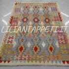 kilim afghano da salotto multicolore in lana 245x177 cm
