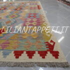 kilim afghano da salotto multicolore in lana 245x177 cm