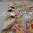kilim afghano da salotto multicolore in lana 245x177 cm