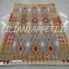 kilim afghano da salotto multicolore in lana 245x177 cm