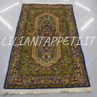 tappeto persiano kum disegno molto complesso da salotto fondo avorio verde blu 177x110 cm