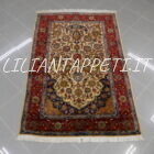 vecchio tappeto persiano saruk a preghiera fondo avorio molto fine 165x110 cm lana su cotone