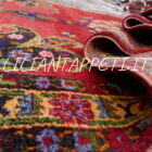 tappeto persiano afshari sirjan fondo rosso e giallo con i botteh lana su cotone 195x154 cm