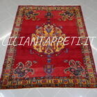 tappeto persiano afshari sirjan fondo rosso e giallo con i botteh lana su cotone 195x154 cm