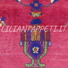 tappeto persiano afshari sirjan fondo rosso e giallo con i botteh lana su cotone 195x154 cm