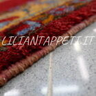 tappeto persiano afshari sirjan fondo rosso e giallo con i botteh lana su cotone 195x154 cm