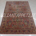 tappeto antico persiano saruk americano da salotto color rosso salmone 260x175 cm
