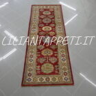 tappeto fondoletto kazak afghano fondo rosso 197x73 cm