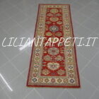 tappeto fondoletto kazak afghano fondo rosso 197x73 cm