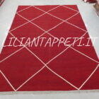 Kilim Afghano da salotto fondo rosso righe avorio stile berbero beni qurain, molto naif e primitivo 298x204 cm