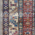 grande tappeto da sala kazak molto decorativo con grandi motivi geometrici senza il medaglione fondo color avorio, beige 354x249 cm