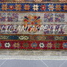 grande tappeto da sala kazak molto decorativo con grandi motivi geometrici senza il medaglione fondo color avorio, beige 354x249 cm