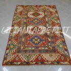 tappeto caucasico kazak bordcialu da salotto molto allegro e colorato in lana 236x166 cm