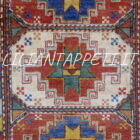 tappeto caucasico kazak bordcialu da salotto molto allegro e colorato in lana 236x166 cm