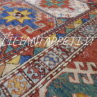 tappeto caucasico kazak bordcialu da salotto molto allegro e colorato in lana 236x166 cm